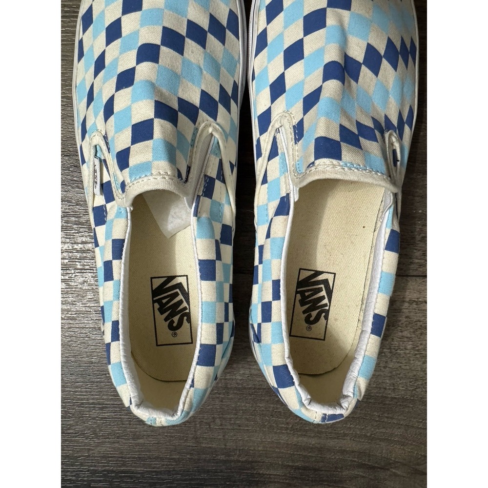 Vans off the Wall Sneakers Men's 11.5 Slip-on Dark Light Blue Checker - Picture 2 of 9